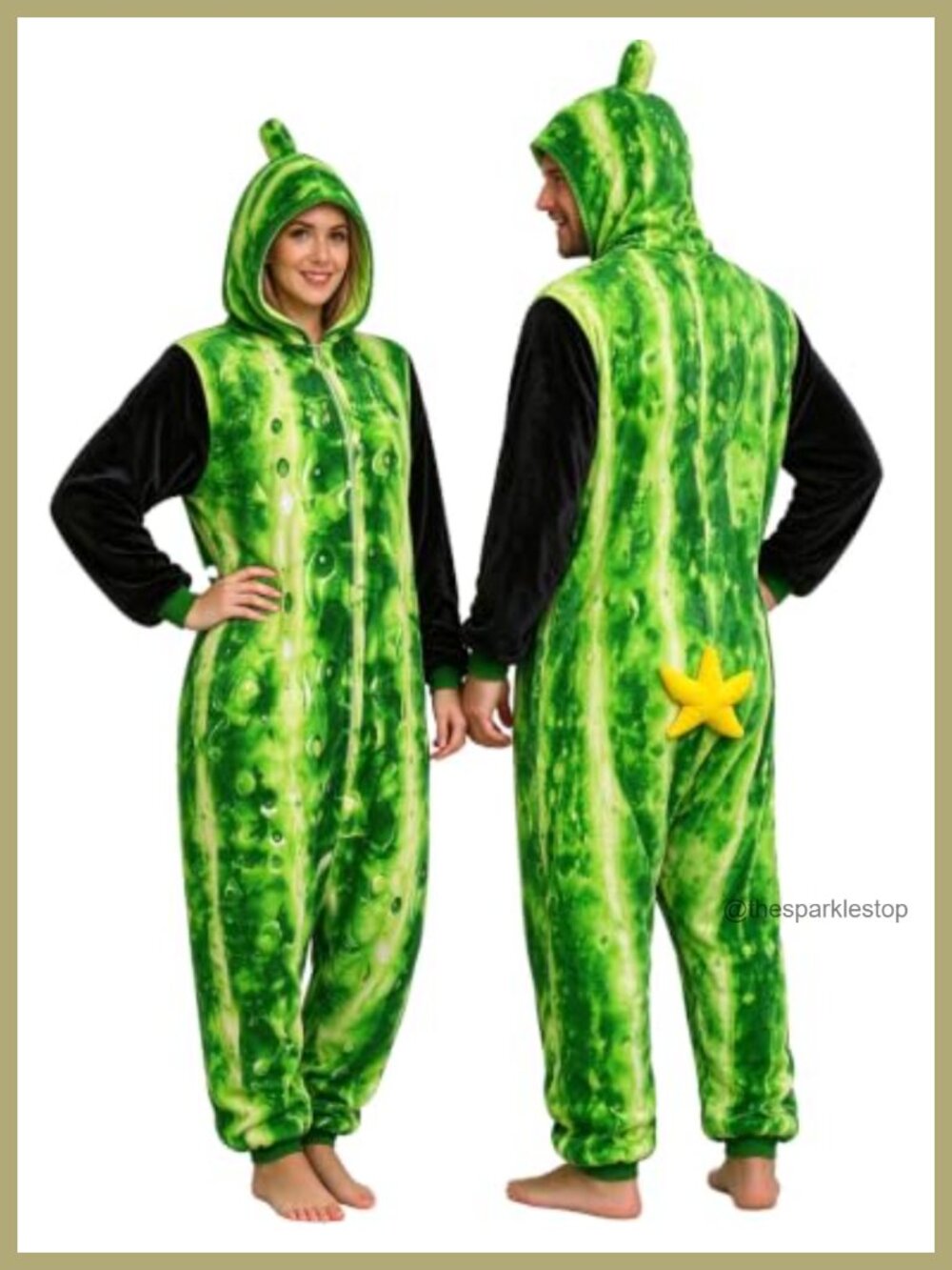 Adult Cucumber Print Onesie Flannel Fleece Funny Halloween Costume Pajama